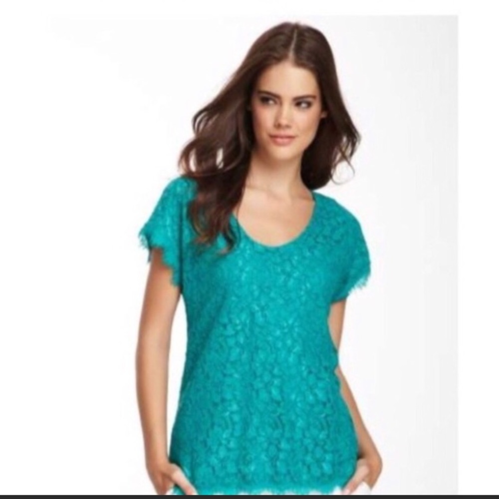 DVF Diane Von Furstenberg green lace top zipper
